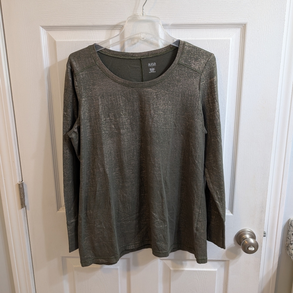 a.n.a Foil Long Sleeve Top - Large